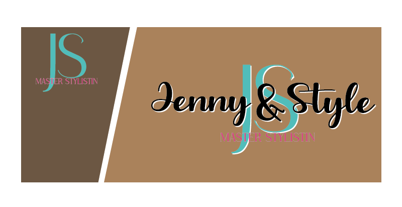 Logo von "Jenny & Style" mit den Buchstaben JS in stilvollem Design und braunem Hintergrund.