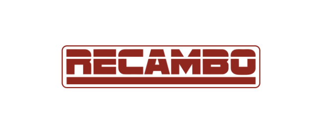 Logo der Marke "Recambo" in roten Buchstaben auf weißem Hintergrund.