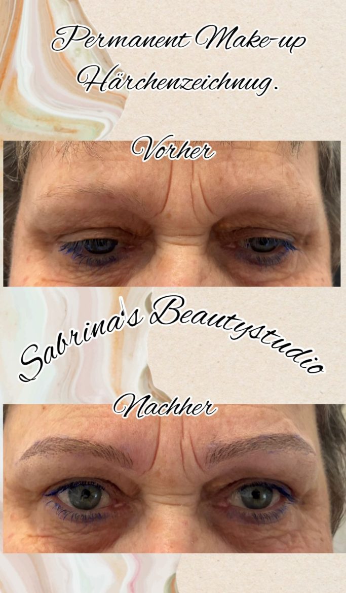Permanent Make-up Härchenzeichnung Vorher-Nachher in Wilhelmshaven bei Sabrinas Beautystudio