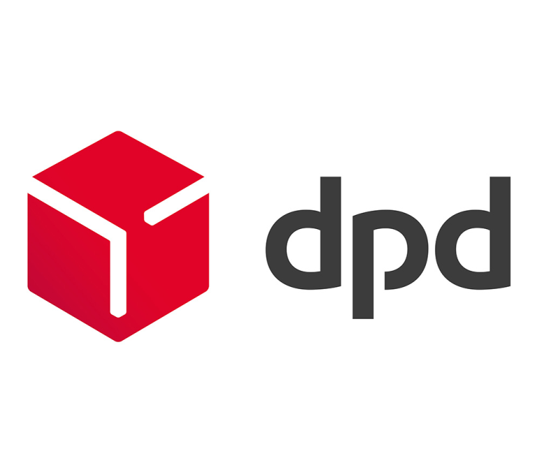 Logo von DPD: ein rotes, kubisches Symbol neben dem Schriftzug "dpd" in Graufarbe.